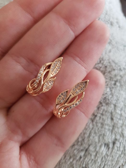 Zjawiskowe Błyszczące Złocone Kolczyki Różowe Złoto 585