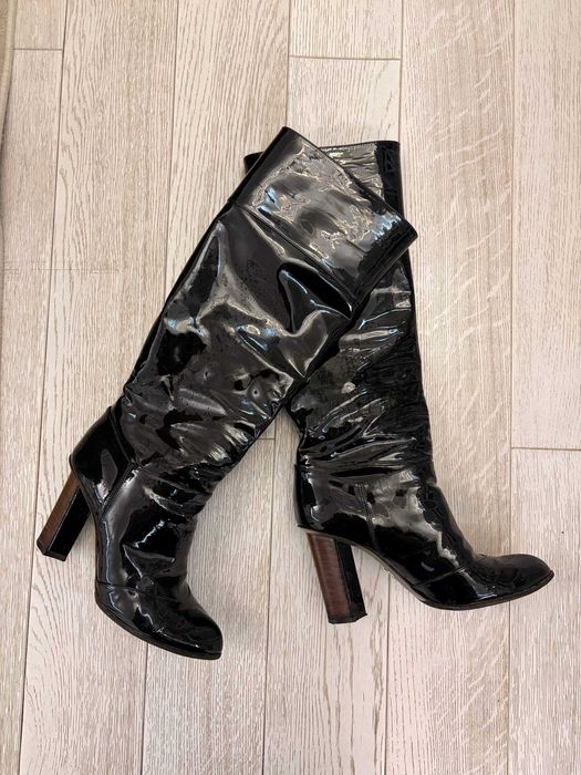 DOLCE & GABBANA Shoes Black Patent Leather Knee High Boots