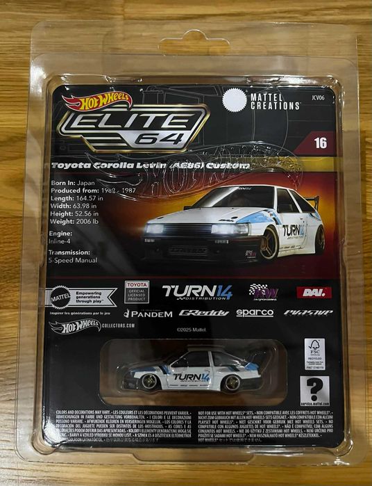 Hot Wheels Collectors Elite 64 Toyota Corolla Levin (AE86) HW Rlc