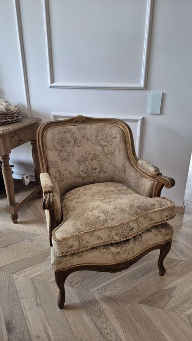 Fotel berżera francuska, stylowy, 'ludwik', retro fotel stary