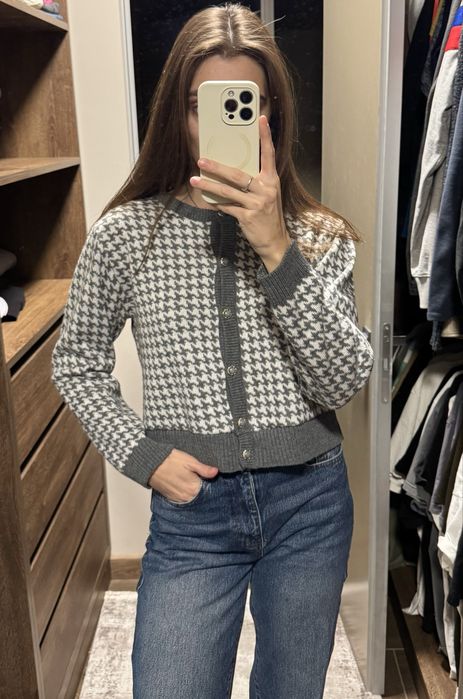 Кардиган в гусячу лапку