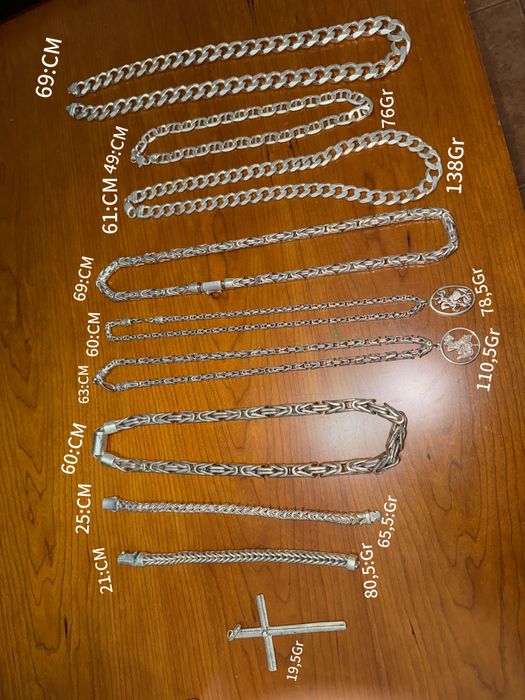 Colares e pulseiras em prata 950 4,5€a gr jà não possuo algumas peças!