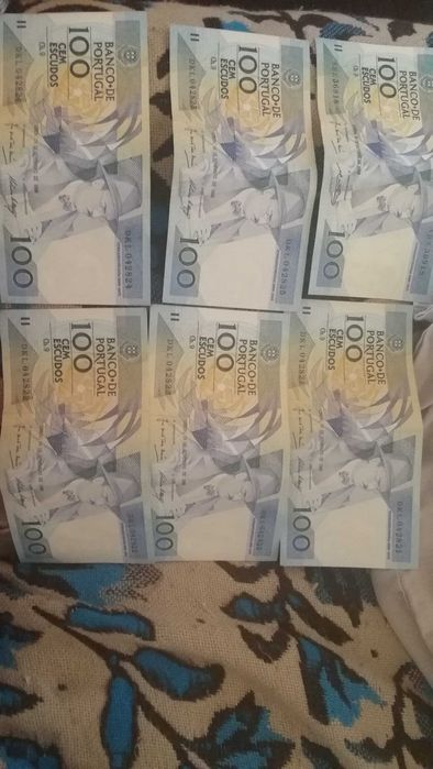 7 notas de 100 escudos muito bom estado de conservação