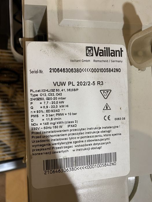 Czesci z  kotla gazowego Vaillant