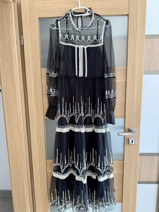 Koronkowa sukienka zara  boho falbanki