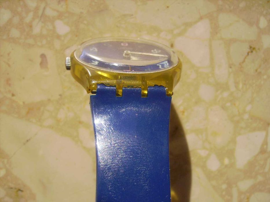 Zegarek Swatch gn209 Swiss Made uszkodzony + niebieski pasek oryginał stan bardzo dobry + pudełko bez baterii