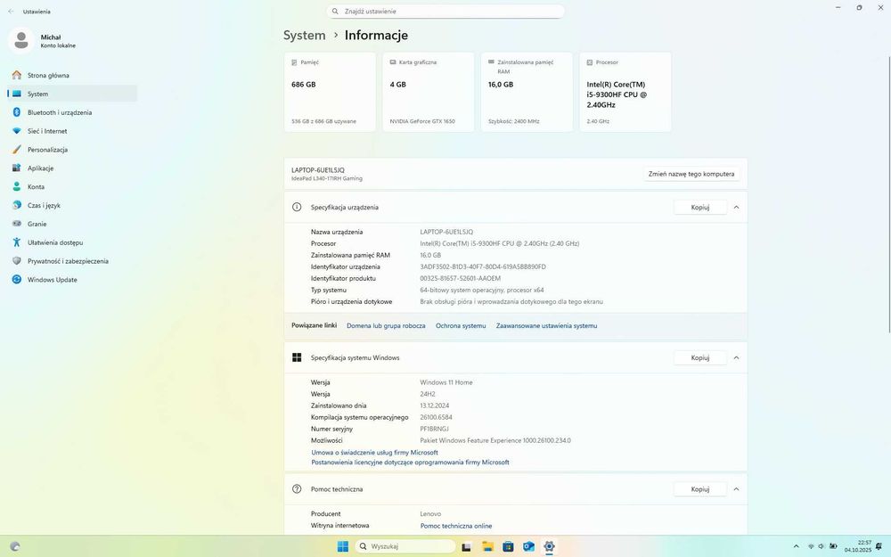 Ideapad Gaming L340-17IRH 16GB