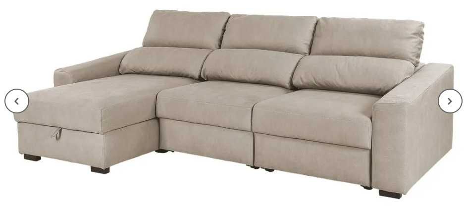 Sofá cama reversível de chaise long com baú