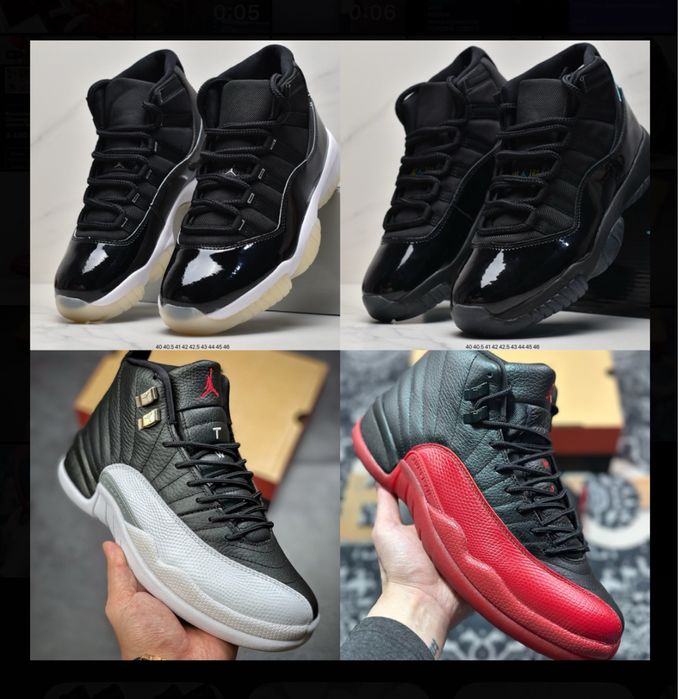 Кроссовки Air JORDAN 11-12 Retro Black 40-45