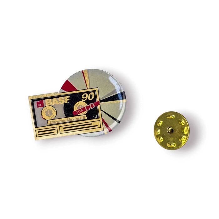 Pin Vintage BASF Chrome Maxima II 90 – Cassete Áudio Retro