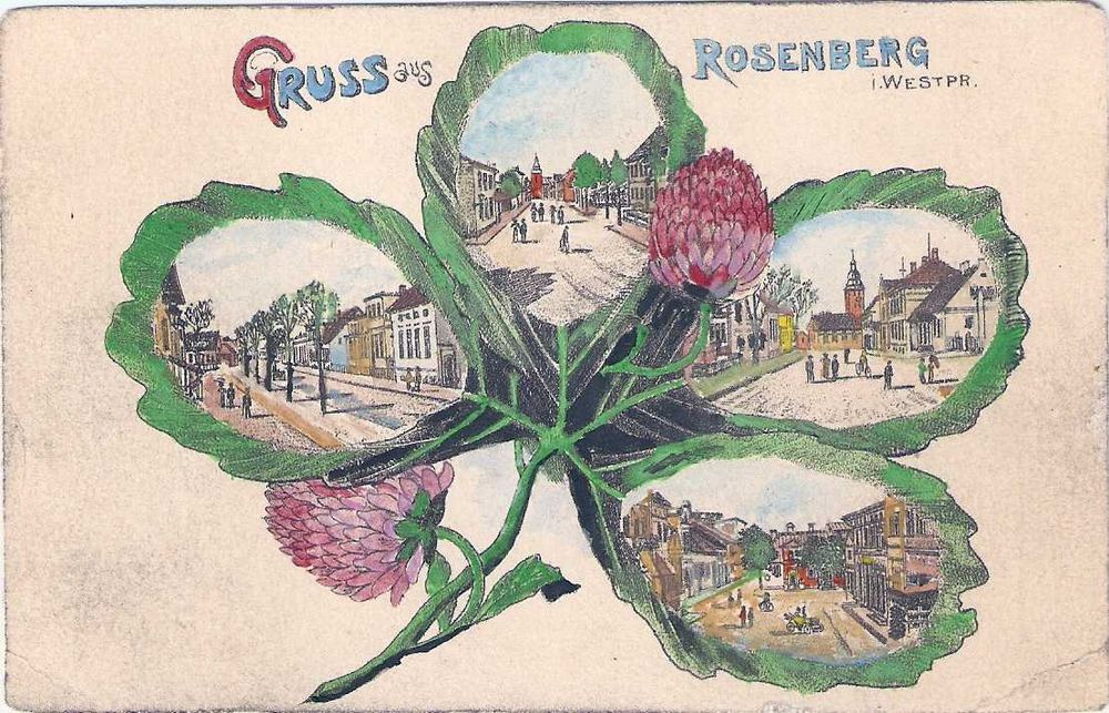 Stara pocztówka Szusz. Rosemberg i. Westpr.