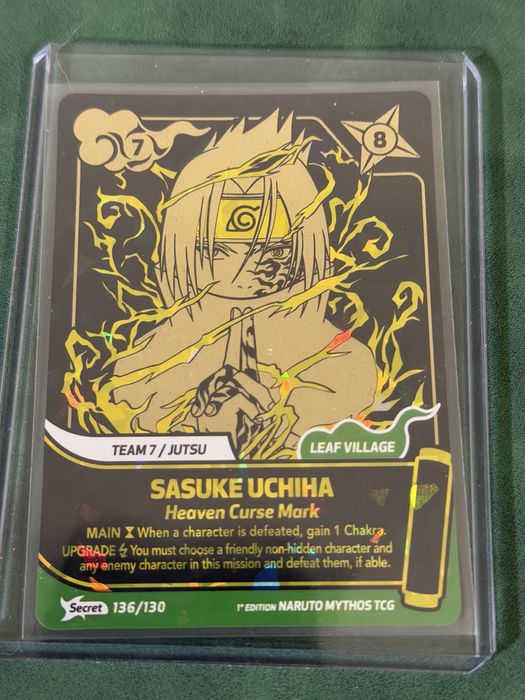 Naruto Mythos SASUKE UCHIHA 136 / 130 - SECRET GOLD TCG 1 edycija