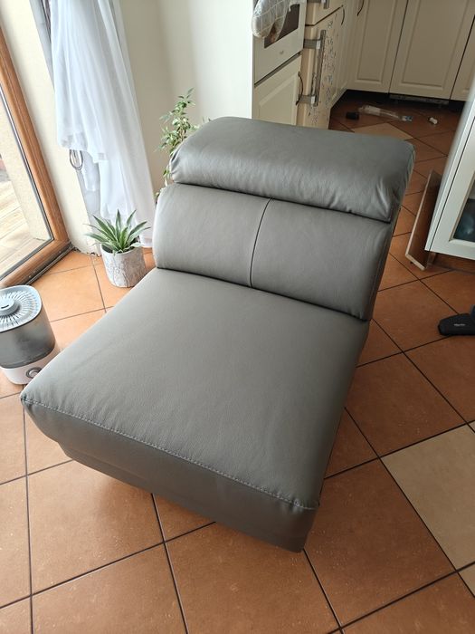 Narożnik skórzany z funkcją relax szary/siwy skóra