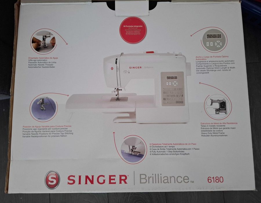 Vendo máquina de costura SINGER Brilliance 6180, nunca utilizada, caixa original.