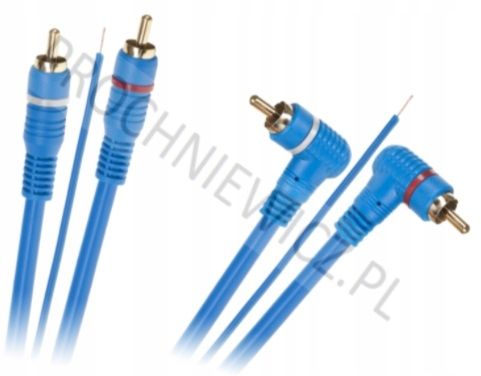Kabel 2x RCA - 2x RCA + żyła 5m kątowo-prosty