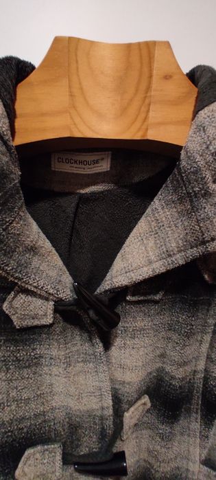 Gray Overcoat with Plaid Pattern by Clockhouse64740889364737121