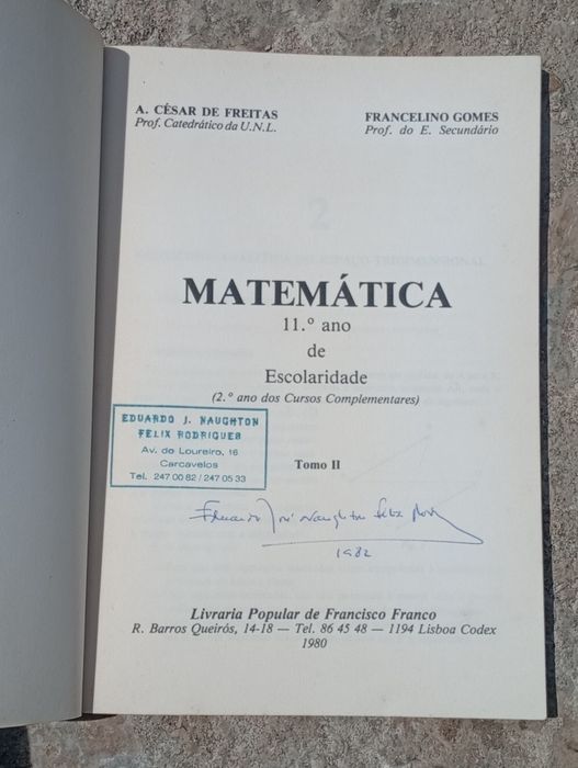 manuais escolares de Matemática destinados ao 11.º ano de escolaridade (antigo 2.º ano complementar)