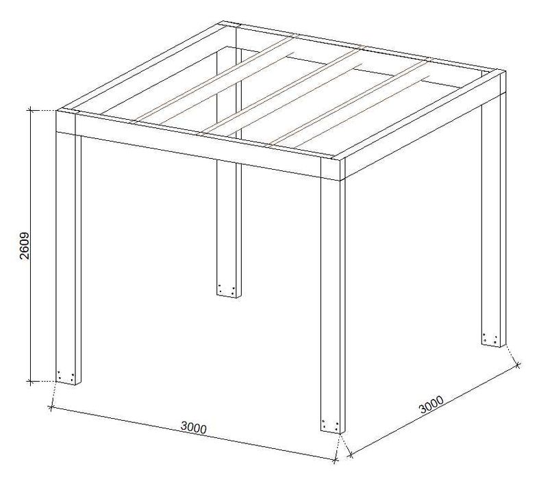 Pergola altana rzymska Eko 300x300cm wolnostojąca masywna