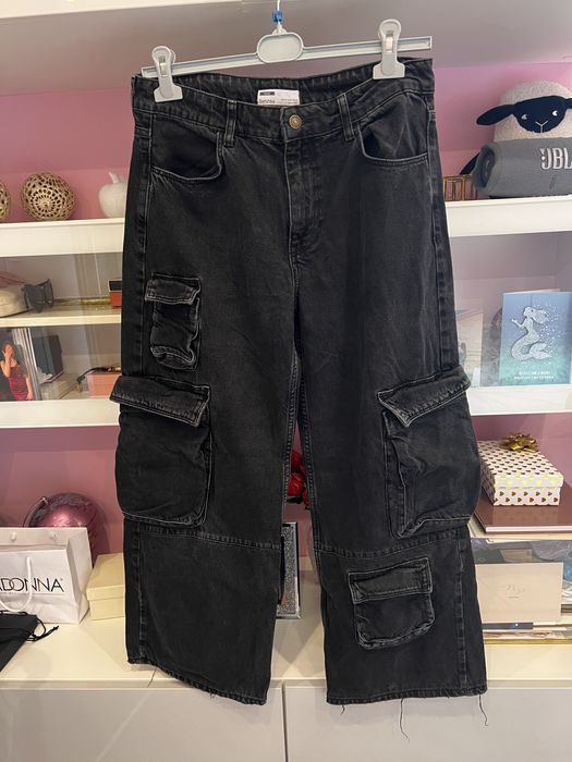 Spodnie jeansowe boyfriend luźne oversize Bershka r. M