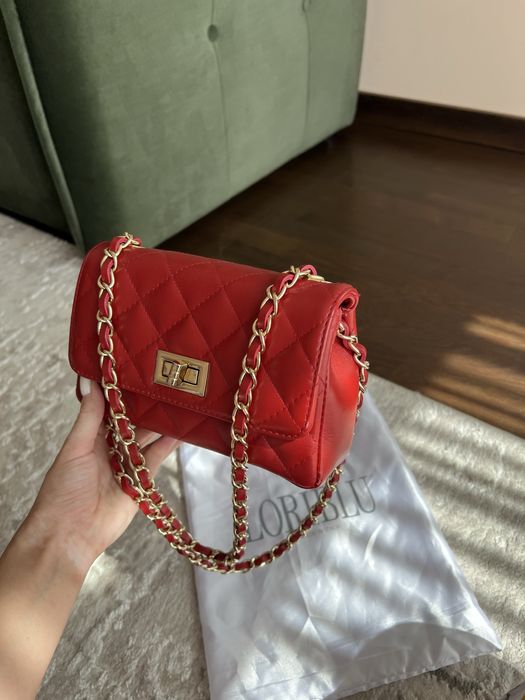 Червона сумочка шкіра Italia