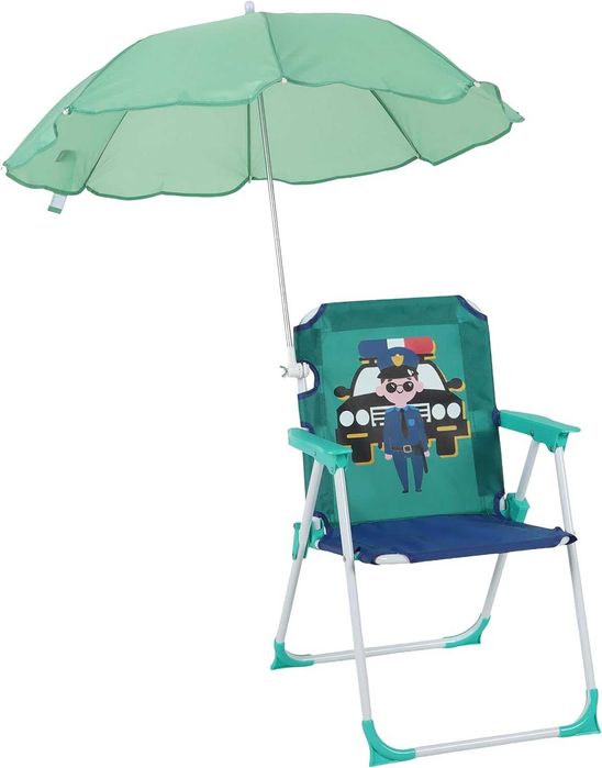 Relaxdays Krzesło Dziecięce Składane Krzesełko Z Parasolem Camping Plaża Ogród Piknik
