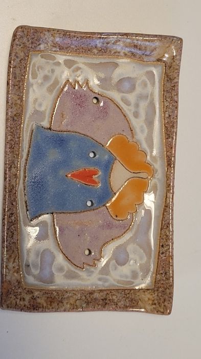 Ceramiczna mydelniczka z aniołem 15x9cm