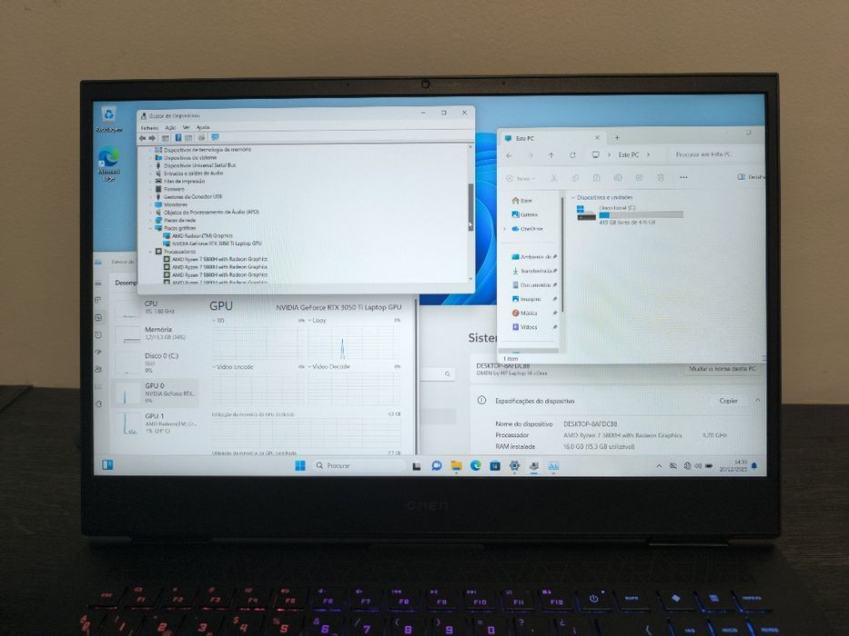 HP Omen Ryzen 7 3050TI 16 Ram 3x S/ Juros