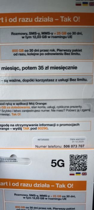 Zloty numer Orange Nowy