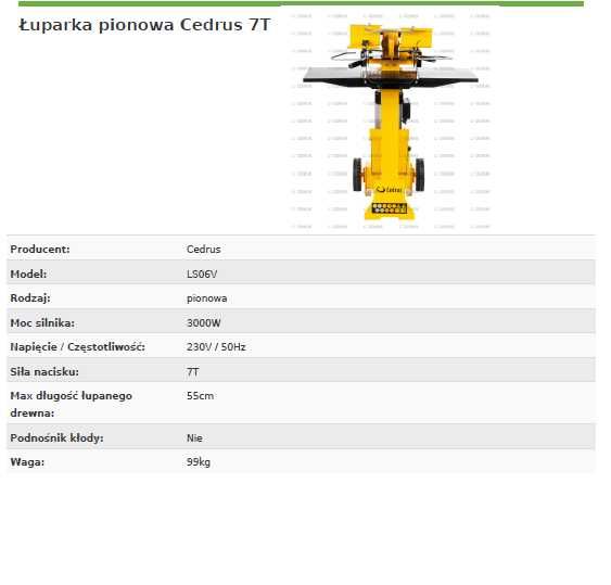 Łuparka pionowa do drewna Cedrus 220v 3000wat Fv Raty 0%
