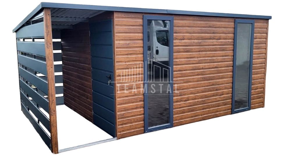 SCHOWEK - DOMEK OGRODOWY 4,5x2,5 + wiata drzwi + 2x okno   TS620