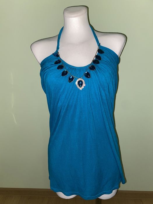 Bluzka wiązana na szyi ozdobny wisiorek 36