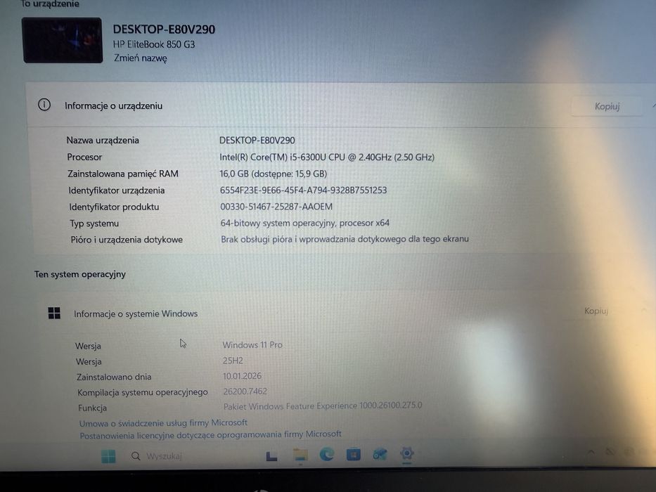 Laptop HP Elitebook 850 G3