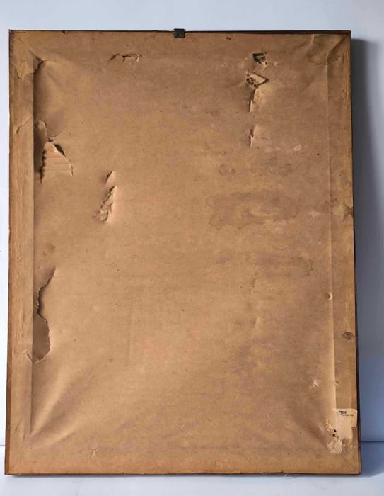 Stary polski obraz religijny Anioł malowany na szkle, Design Vinage