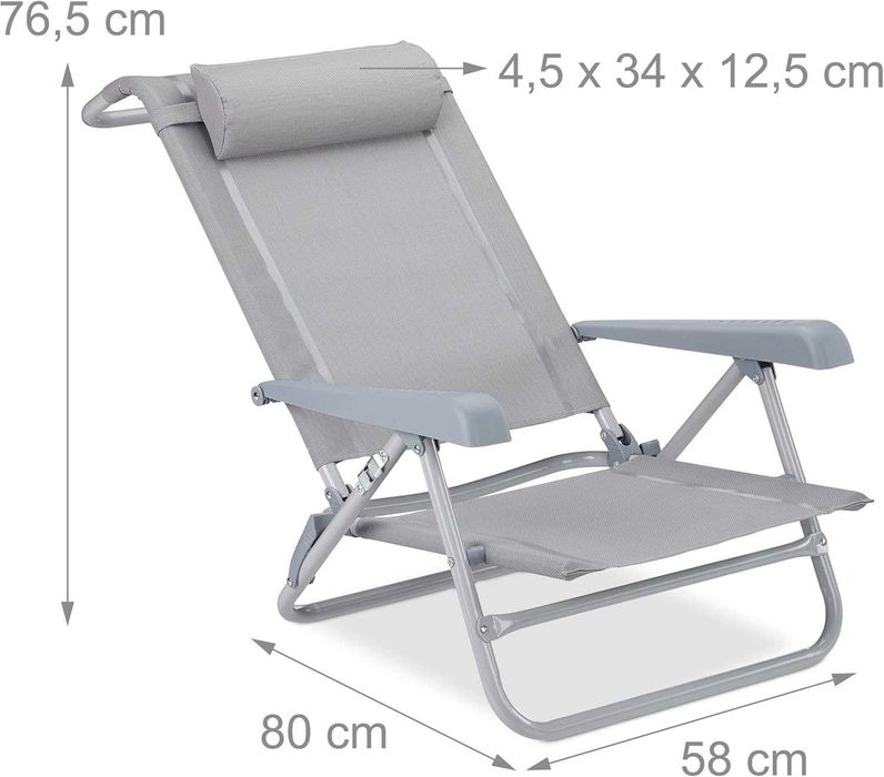 Relaxdays Leżak składany, poduszka pod kark