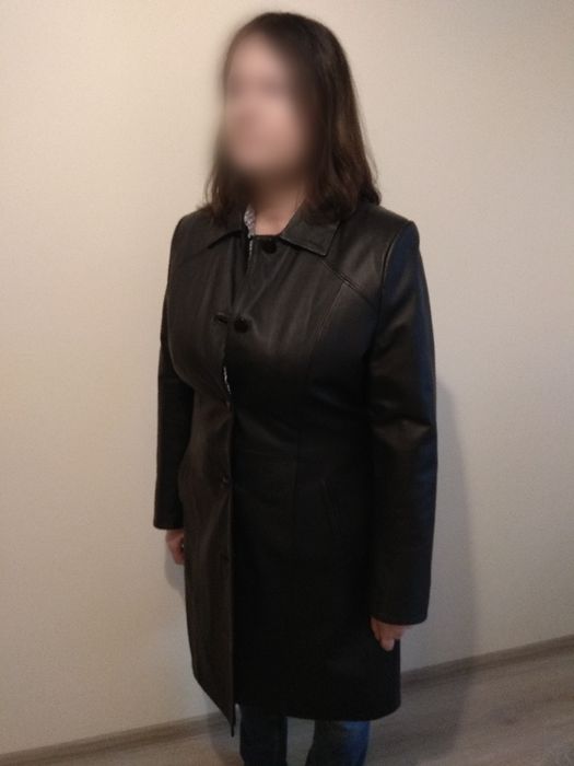 Skóra, elegancki płaszcz skórzany.