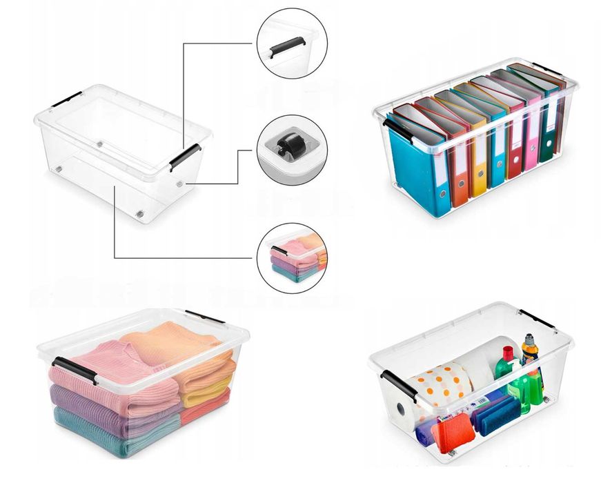 Pojemnik pojemniki pokrywa kółkach DUŻY MOCNY 75 -61L przeprowadzka