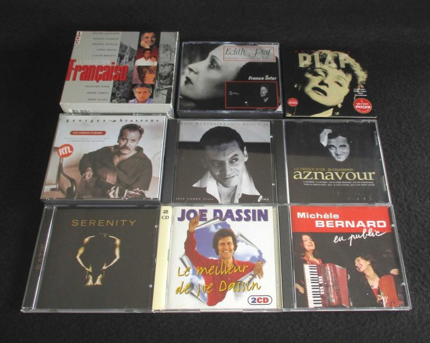 Conjunto de CD Música Francesa Piaf Dassin Aznavour Brassens