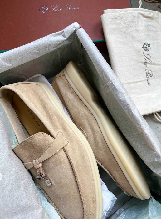 35-43 Женские бежевые лоферы Loro Piana Summer Walk лофери Лоро Пиана