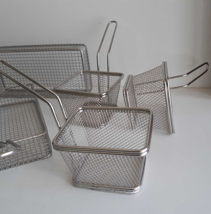 6 Cestas Pequenas Aço Inox Novas p/ Fritadeira