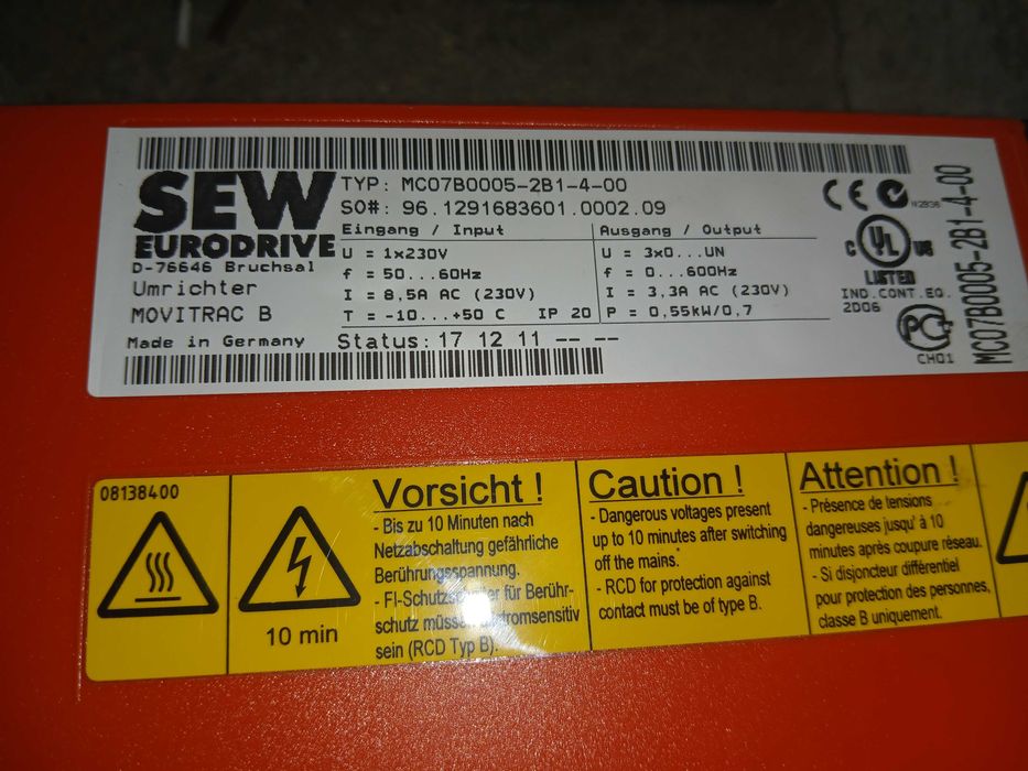 Falownik Sew Movitrac 0,55 Kw MC07B005-2B1-4-00 230V