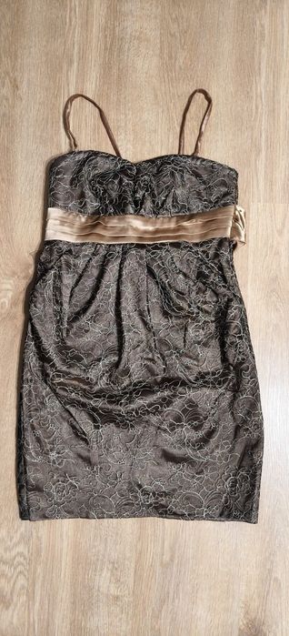 Zielona khaki koronkowa sukienka XS