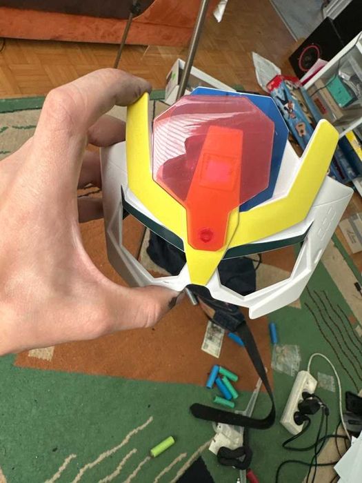 Maska Robot Superbohater WHITE/YELLOW/BLUE | Stan BDB | CENA SZTYWNA
