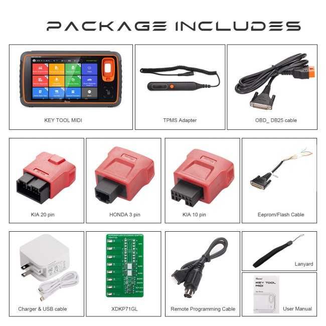 Máq. Programação Chaves Automóvel Xhorse Key Tool MIDI Programação IMMO e TPMS muito avançada