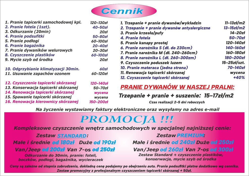 Pranie tapicerki samochodowej