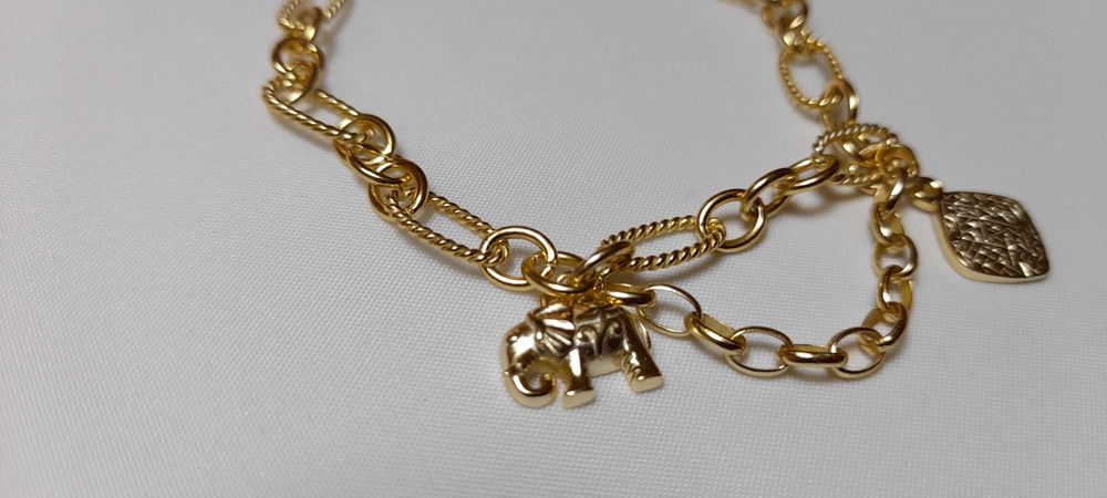 Bransoletka z przywieszkami srebro 925 pozłacane 17-20 cm