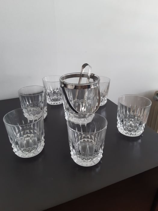 Conjunto de Copos de Whisky c/ Garrafa e Balde do Gelo Cristal D'Arques