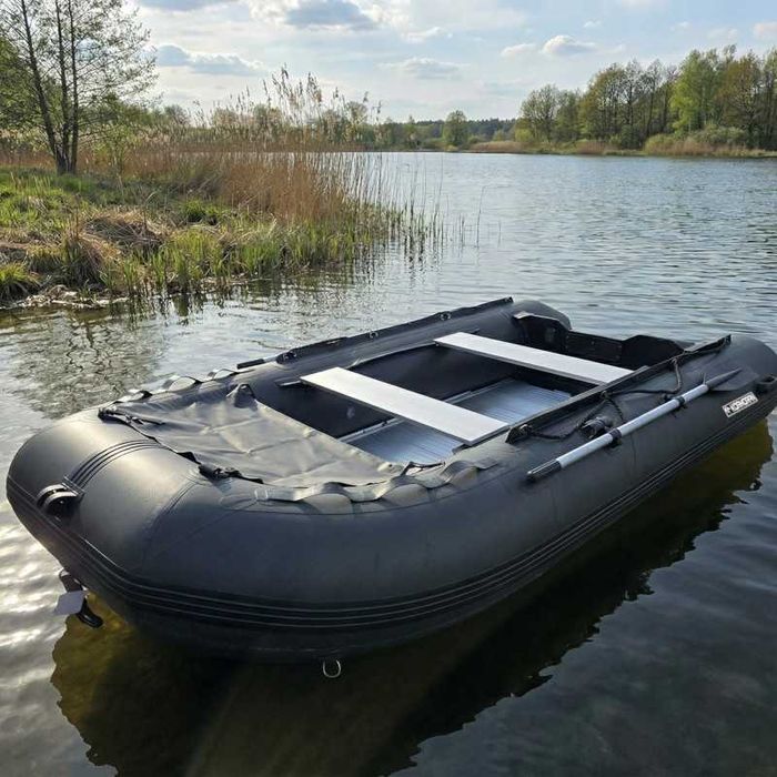 Ponton Wędkarski Dmuchany KORMORAN 330D LUX DARK Black CARBON 4 osobowy