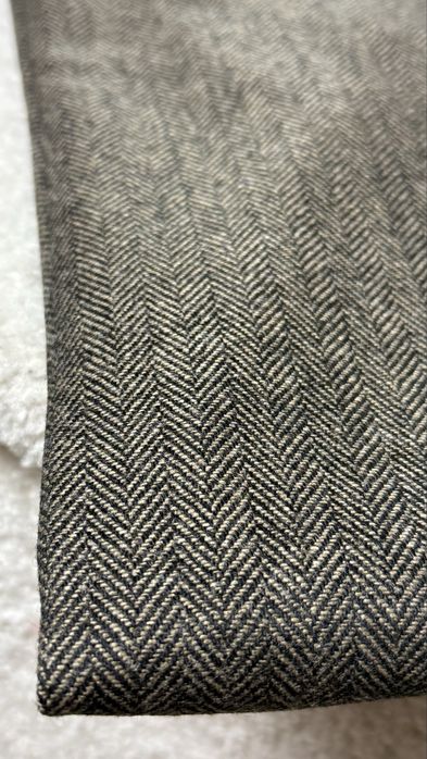 OKAZJA! Tkanina wełniana, jodełka, brąz, na metry, kupon