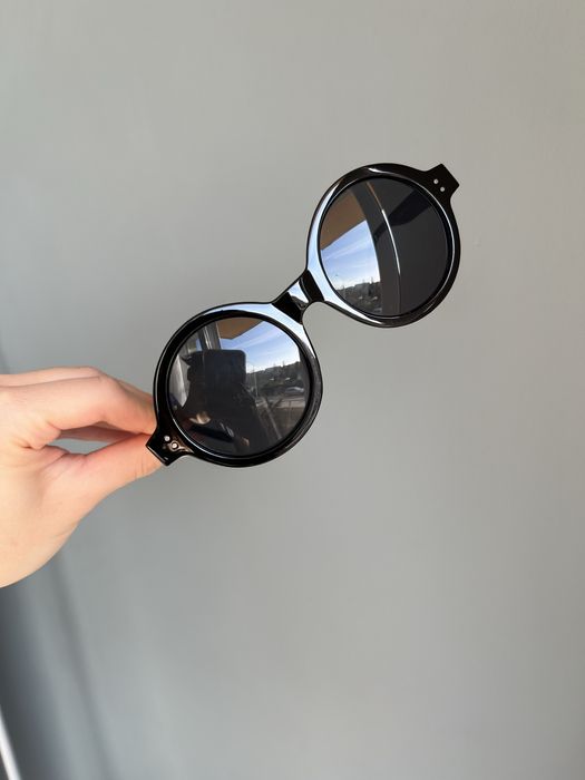 Czarne okrągłe owalne koła okulary przeciwsłoneczne UV400 3 cat. kat.