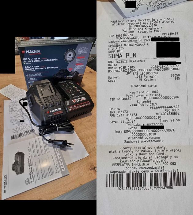 Klucz udarowy Parkside 20V, PASSP 20-Li B4+ładowarka+2x aku. GWARANCJA